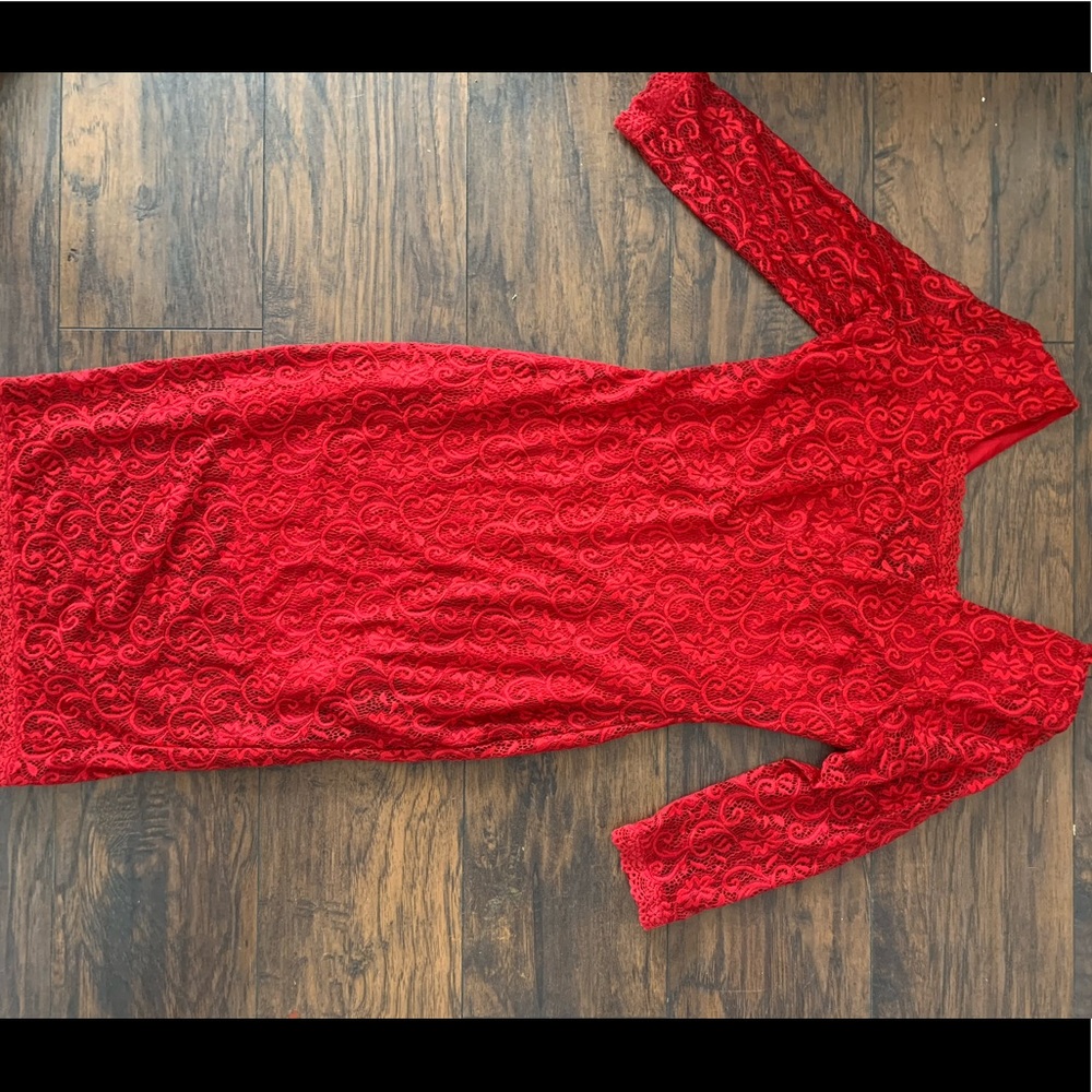 Red lace dress